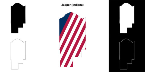 Jasper county (Indiana) outline map set - 769495819