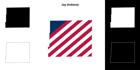 Jay county (Indiana) outline map set - 769495822
