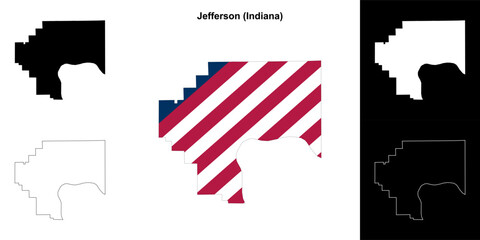 Jefferson county (Indiana) outline map set - 769495827