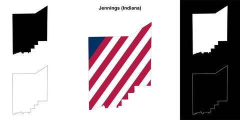 Jennings county (Indiana) outline map set - 769495833