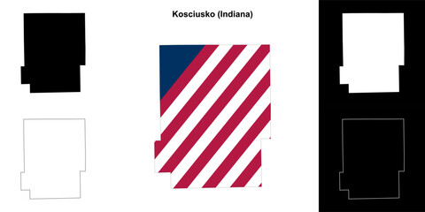 Kosciusko county (Indiana) outline map set - 769495839