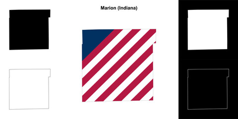 Marion county (Indiana) outline map set - 769495851