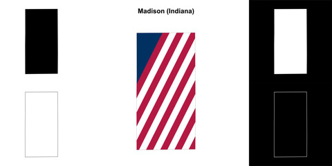 Madison county (Indiana) outline map set