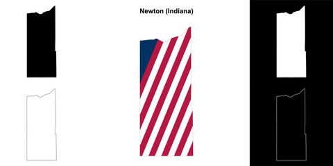 Newton county (Indiana) outline map set - 769495870
