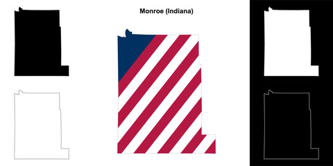 Monroe county (Indiana) outline map set - 769495876