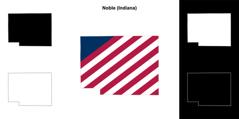 Noble county (Indiana) outline map set - 769495878