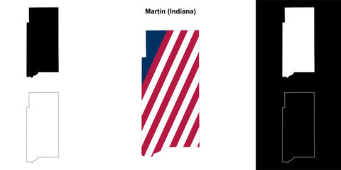 Martin county (Indiana) outline map set - 769495882