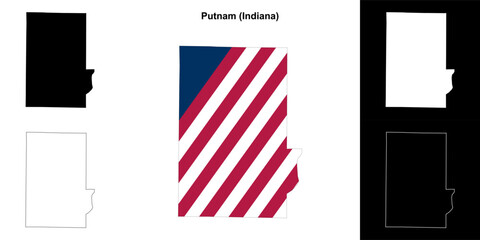Putnam county (Indiana) outline map set - 769495895