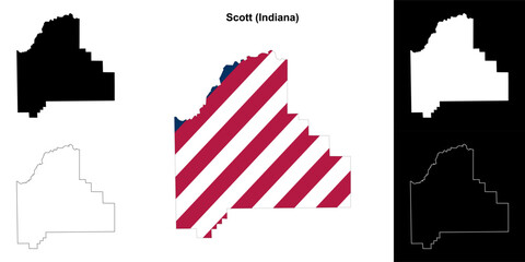 Scott county (Indiana) outline map set - 769495897