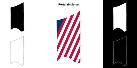 Porter county (Indiana) outline map set - 769495899