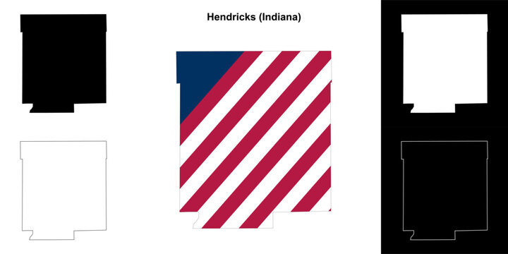 Hendricks county (Indiana) outline map set