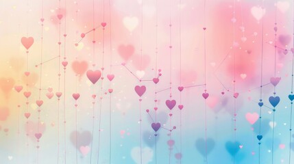Liquid hearts in pink, purple, and magenta hues float on a colorful background