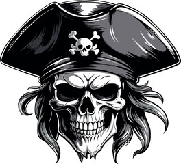 pirate skull with captain hat.