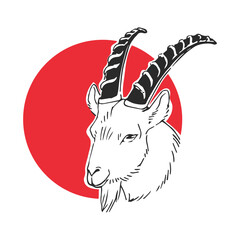 Vector hand-drawn illustration with Capricorn isolated on white. Sketch of sign of zodiac in comic style.