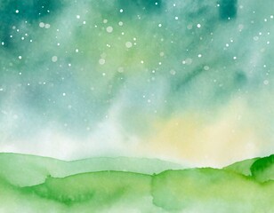 Fototapeta premium Refreshing green glitter watercolor background.