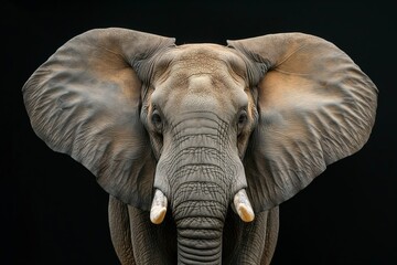 Portrait close-up of a large African elephant in the savannah looking at the camera