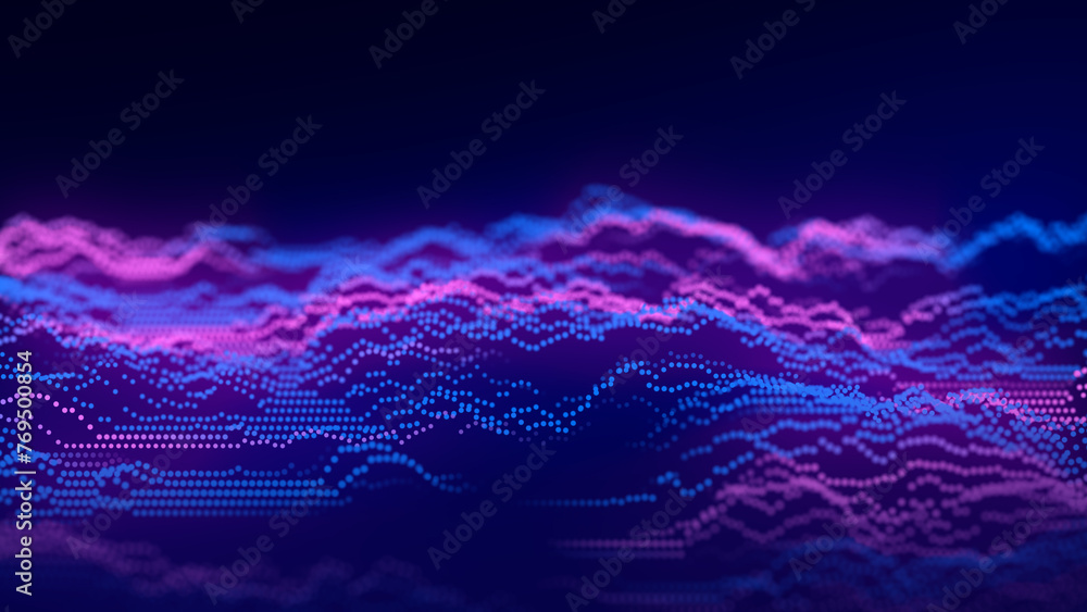 Poster dynamic color wave of particles and lines. abstract futuristic background. big data visualization. 3