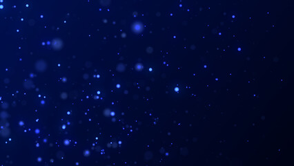 Naklejka na ściany i meble Abstract background with falling dust particles. Blue holiday bokeh backdrop with explosion effect. 3d rendering.