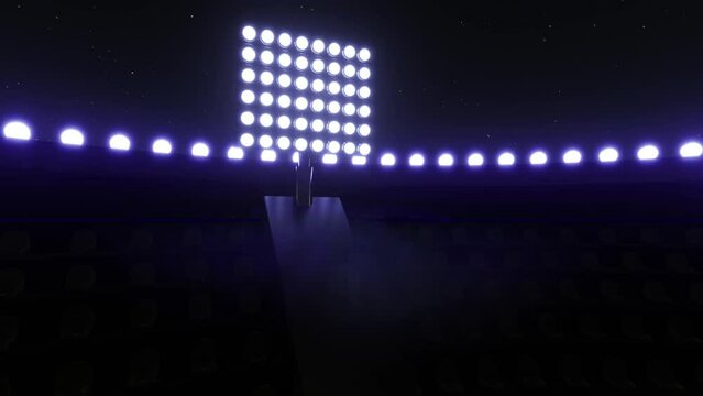 Sport Stadium Video Background with Flashing Lights. Luminous stadium lights