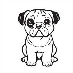 Fototapeta premium A vector illustration of a black and white Boxer dog sitting