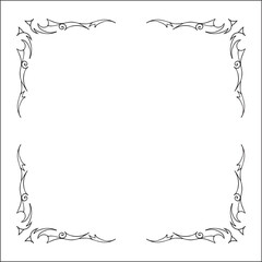 Elegant black and white ornamental frame, decorative border, corners for greeting cards, banners, business cards, invitations, menus. Isolated vector illustration.	
