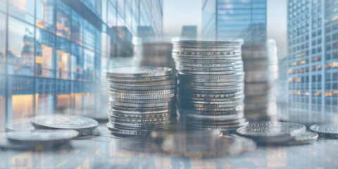 coins for finance and banking concept investment diagram Savings for a growing business city