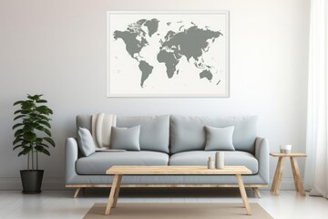 A minimalist illustration features a world map pinned on a wall, symbolizing exploration and...