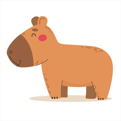 Cute capybara. Cartoon animal character in flat style, vector illustration.