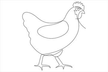  Continuous one line art drawing of pet animal chicken concept outline vector illustration