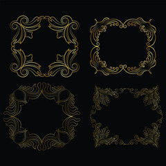 Vector luxury decorative golden vintage frames and borders. retro ornamental frame art and flower isolated floral background

