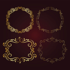 Vector luxury decorative golden vintage frames and borders. retro ornamental frame art and flower isolated floral background

