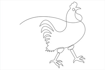  Continuous one line art drawing of pet animal chicken concept outline vector illustration