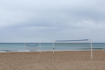 beach volleyball net on the beach