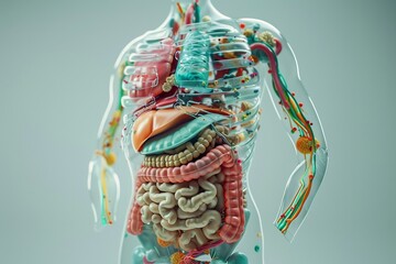 Human digestive system. 3d illustration - obrazy, fototapety, plakaty