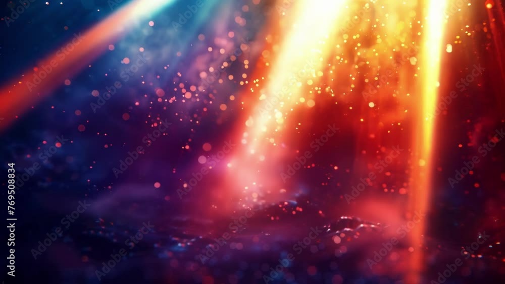Poster a series of colorful beams of light streaming down from above illuminating the depths of the subcons