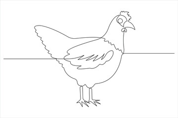  Continuous one line art drawing of pet animal chicken concept outline vector illustration