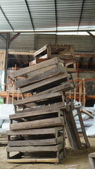 stack of wooden crates in warehouse