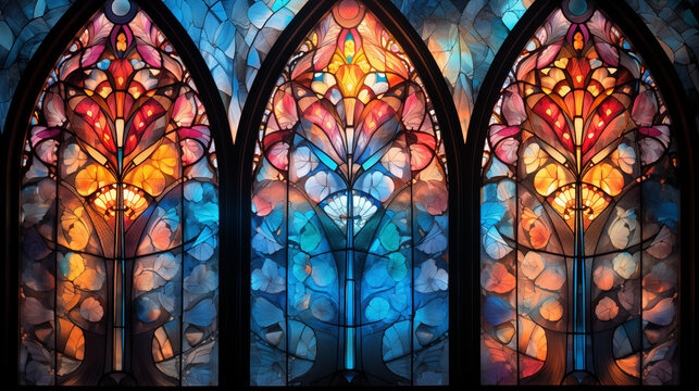 Construction of patterned, contoured, mosaic, pictorial stained glass windows
