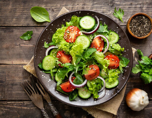 healthy vegetable salad of fresh tomato