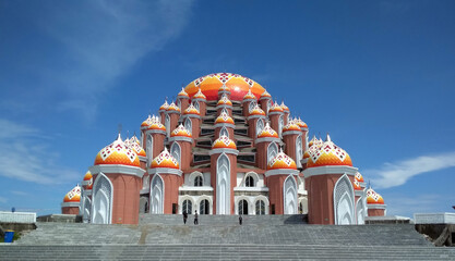 99 kubah mosque or 99 golden dome mosque at losari beach, makassar, indonesia