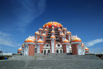 99 kubah mosque or 99 golden dome mosque at losari beach, makassar, indonesia