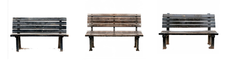 Set of dark wooden bench on transparency background PNG
 - obrazy, fototapety, plakaty