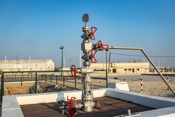 Old oil pump oil field in the outskirts of Manama city Bahrain
