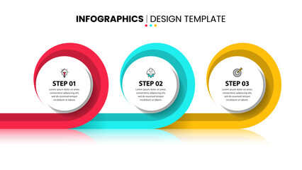 Infographic template. 3 connected circles in a spiral