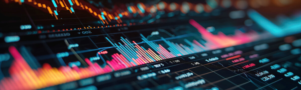 Abstract stock market background with diagrams and candles. Concept of marketing and business.