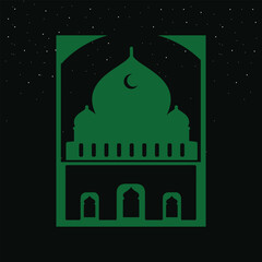 Islamic mosque design with black background
