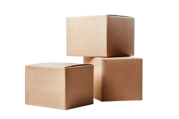 Boxes parcels or cardboard from various side for packaging isolated on transparent png background, open and close carton.