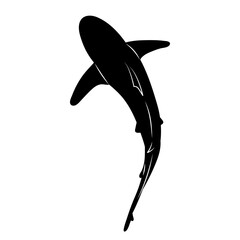 silhouette shark swimming top view on a white background vector
