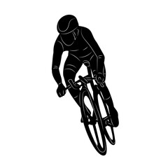 man on a bicycle, front view silhouette vector