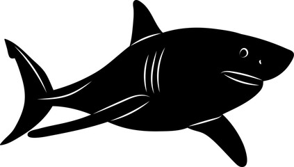 shark silhouette on white background vector